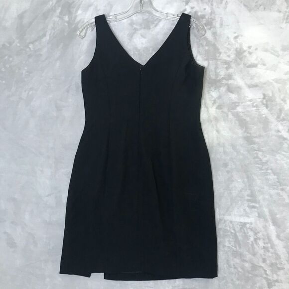 Hugo Buscati Collection Dress Womens 8 Black Sheath Vintage Front Slit V Neck - Picture 2 of 12